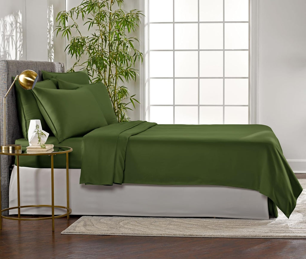 PureBamboo Pure Bamboo King Sheets, Genuine 100% Organic Viscose Derived from Bamboo Bed Sheet Set, Luxuriously Soft & Cooling, Double Stit…