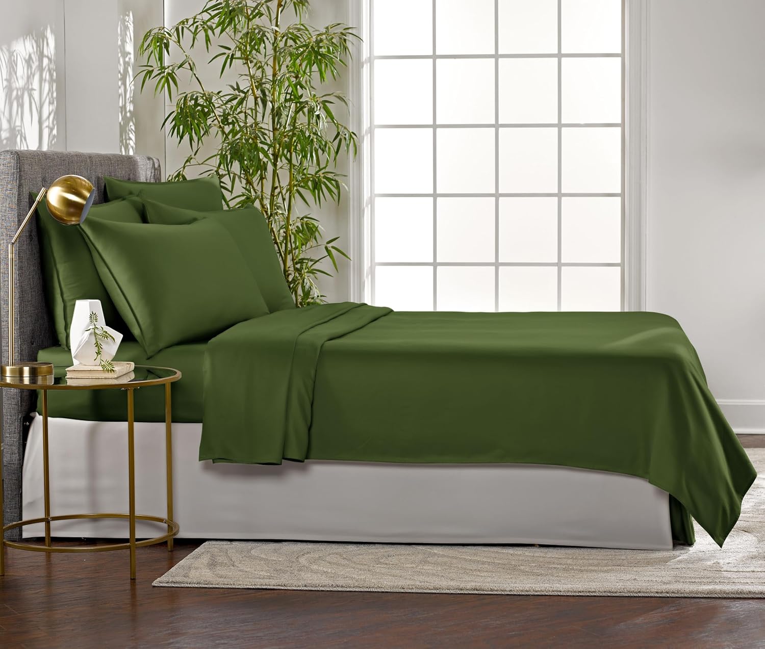 PureBamboo Pure Bamboo Full Sheets, Genuine 100% Organic Viscose Derived from Bamboo Bed Sheet Set, Luxuriously Soft & Cooling, Double Stit…