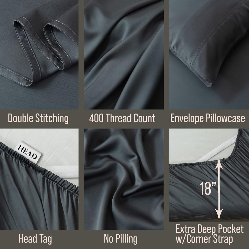 BELLA COTERIE 6 Piece Luxury Bamboo Viscose California King Size Sheet Set | 100% Organically Grown | Cooling for Hot Sleepers | 18" Deep…