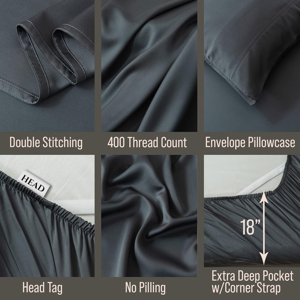 Bella Coterie 7 Piece Luxury Bamboo Viscose Split King Size Sheet Set | 2 Fitted Sheets for Adjustable Beds | 100% Organically Grown |…