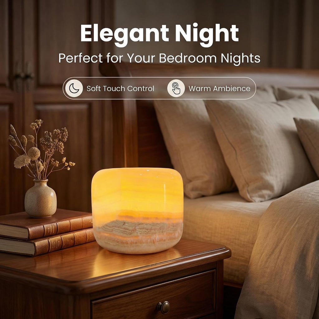 Marmor Marble Lamp Night Light Touch Bedside Table Lamp for Bedroom, Type-C Rechargeable Small Desk Bedside Small Lamps, Eye Caring Dimmable…