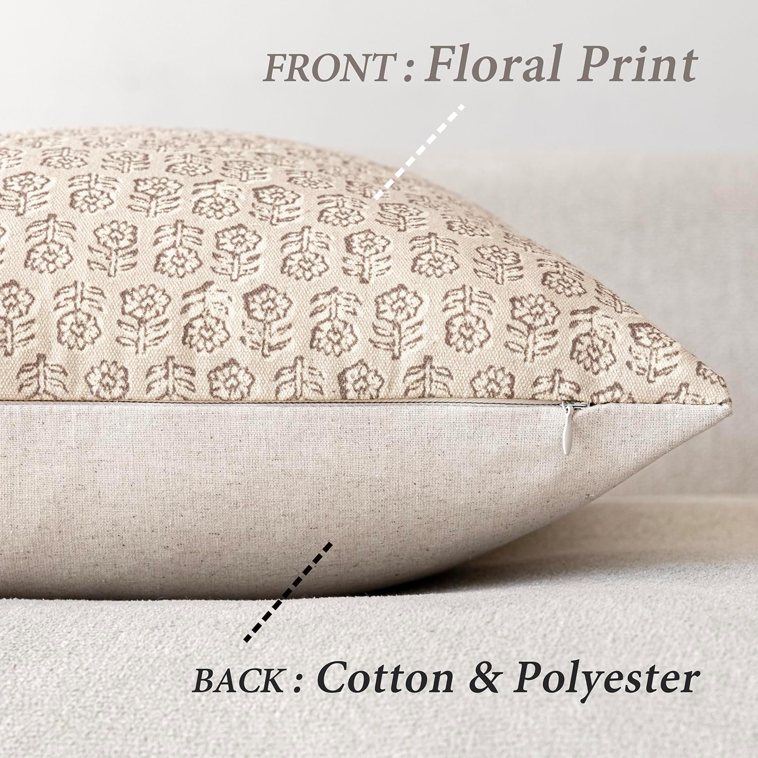 Foindtower Set of 2 Decorative Vintage Floral Print Throw Pillow Covers Neutral Modern Farmhouse Cushion Covers Boho Home Decor for Sofa…