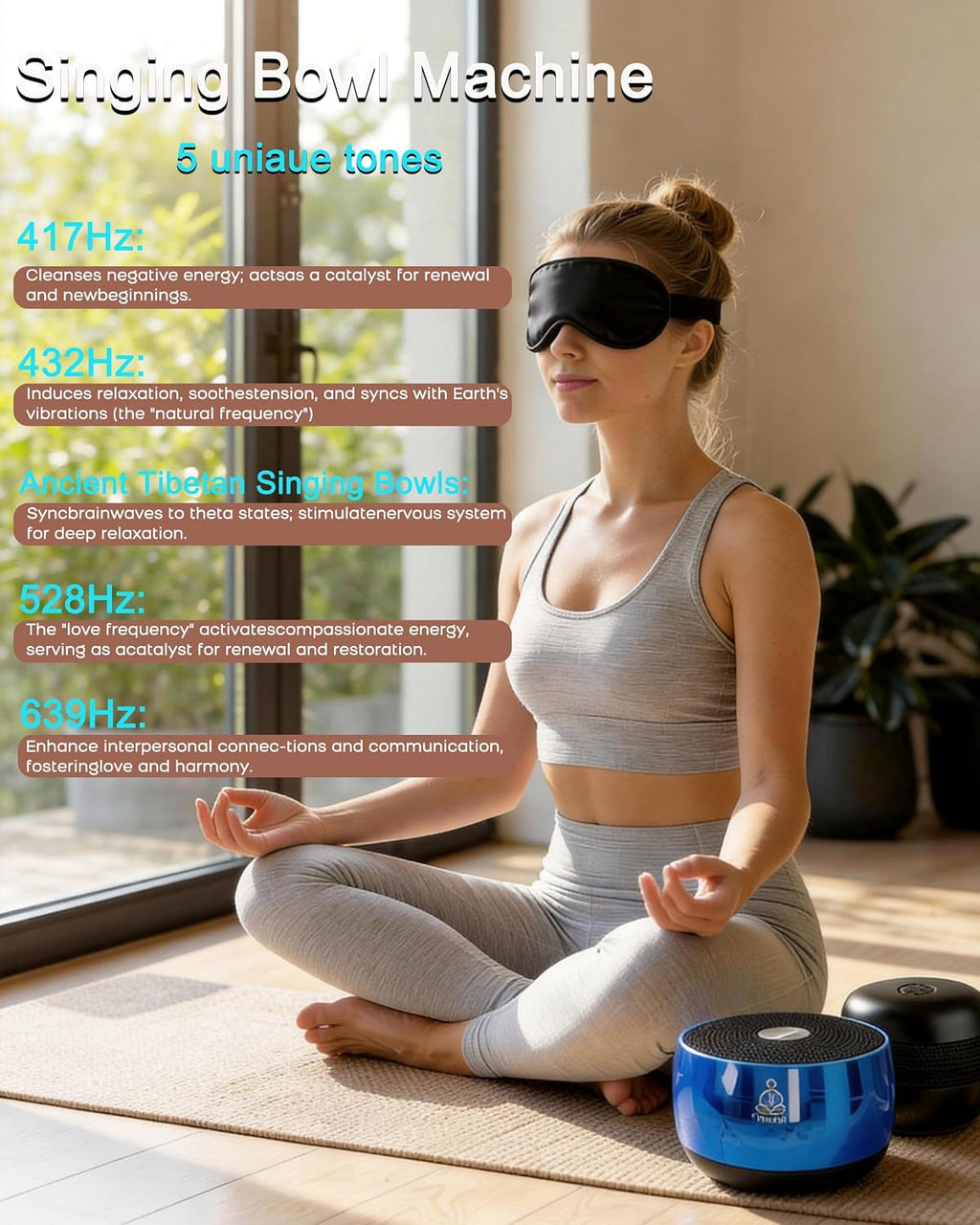 Puvidjutmeditationmachine Sound Machine for Sleep, PUVIDJUT M3 Pure Frequencies & Singing Bowl Tone, Cordless Non-White Noise s for…