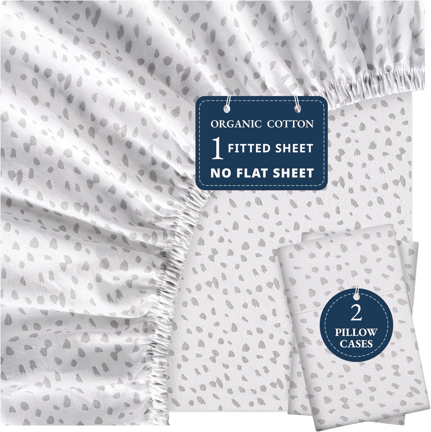 LANE LINEN Queen Fitted Sheet, 100% Organic Cotton Fitted Bed Sheets, 3 Pc Set(1 Fitted Sheet,2 Pillowcases) Percale Weave, Breathable…