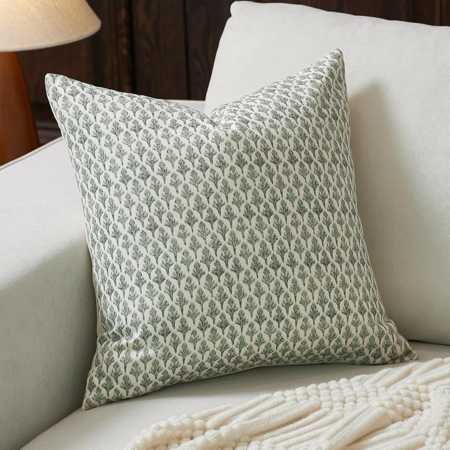 Fiouovohome FIOUOVO Floral Pillow Covers 20x20 Pillow Cover Block Print Couch Pillows for Living Room Decorative Neutral Accent Throw Pillo…
