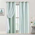 Bujasso Aqua 80% Blackout Curtains with Sheer Overlay Mix and Match Double Layer Thermal Insulated Window Panels 84 inch for Living Room Be…