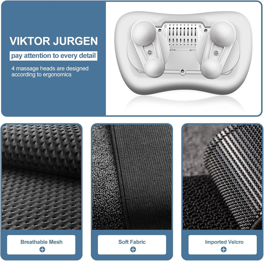 VIKTOR JURGEN Back Massager, Neck Massager with Heat, Massage Pillow Gifts for Men & Women, Electric Shiatsu Back Massager, Deep Kneading…