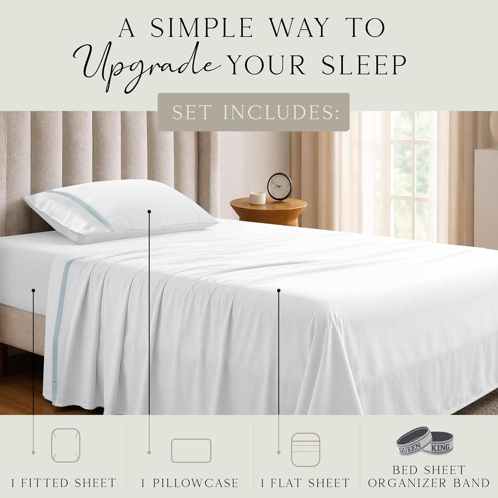 KARISSA MAE Pure Viscose from Bamboo Twin XL Size Sheet Set | 100% FSC Certified | Luxuriously Soft | Cooling | 18" Deep Pocket w/Corner…