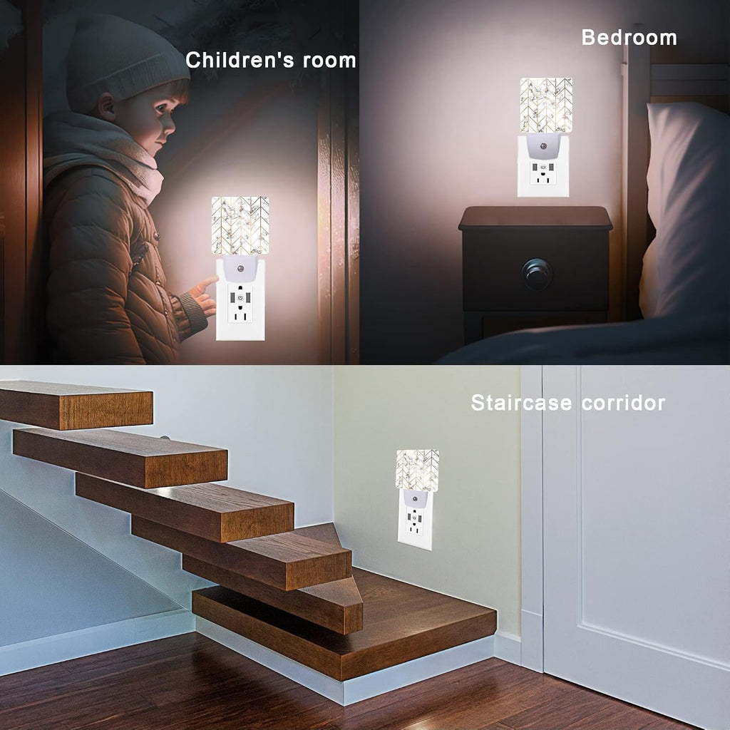 Marble Line Geometric Night Light, Plug-in Night Lights with Dusk-to-Dawn Sensor for Stairway/Hallway/Kitchen Sleep Friendly lamp for…