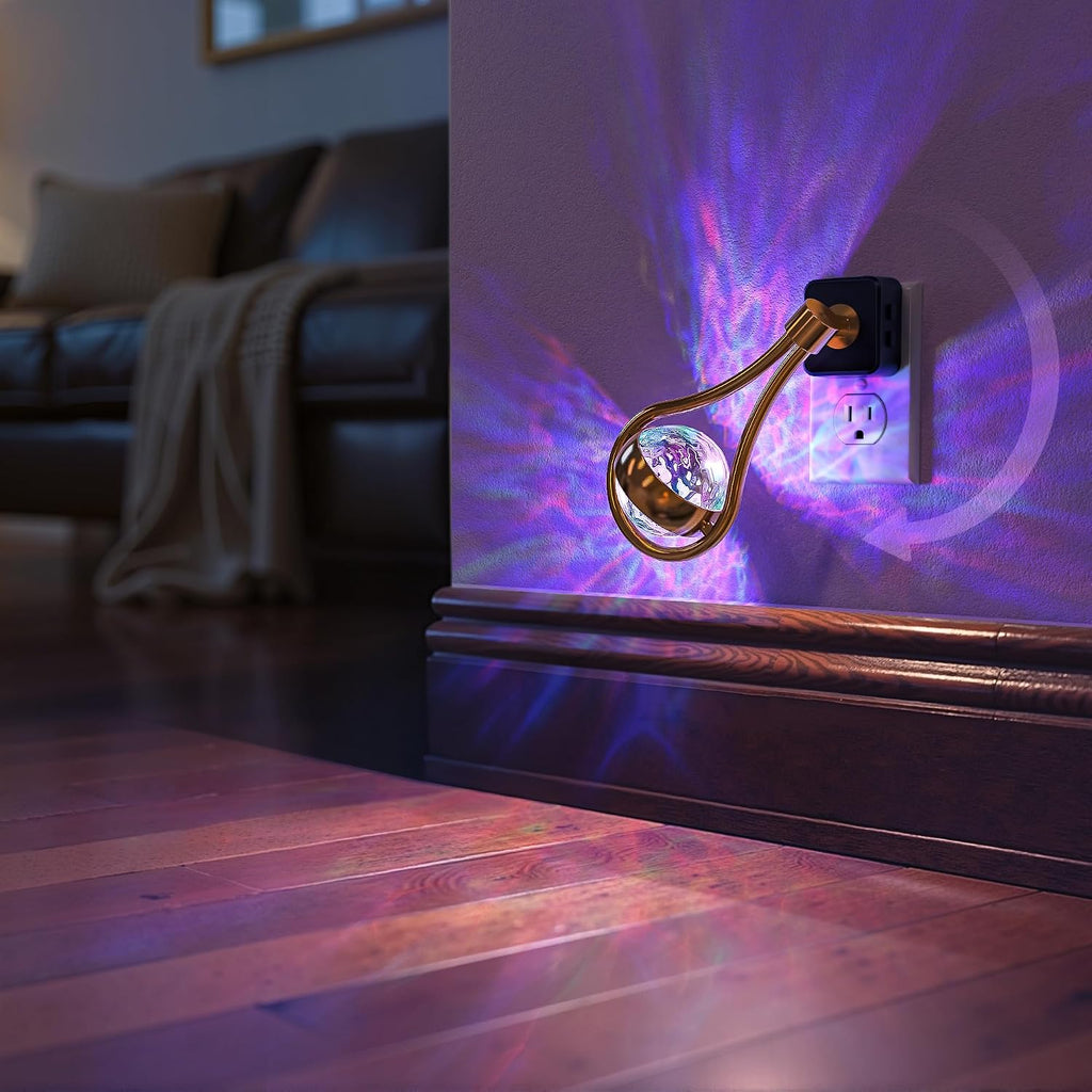 Briignite RGB Night Lights Plug into Wall, Color Changing Nightlight with Dusk to Dawn Sensor, 330° Rotating Night Light with Waterdrop…