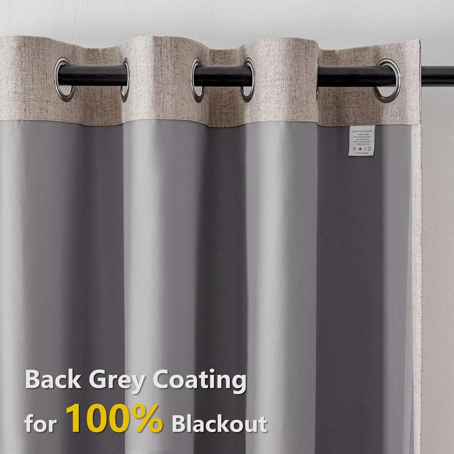Igemaeve 100% Blackout Curtains for Bedroom 1 Panel, Linen Curtians 96 Inches Long Thermal Insulated, Blackout Grommet Drapes for Living Ro…