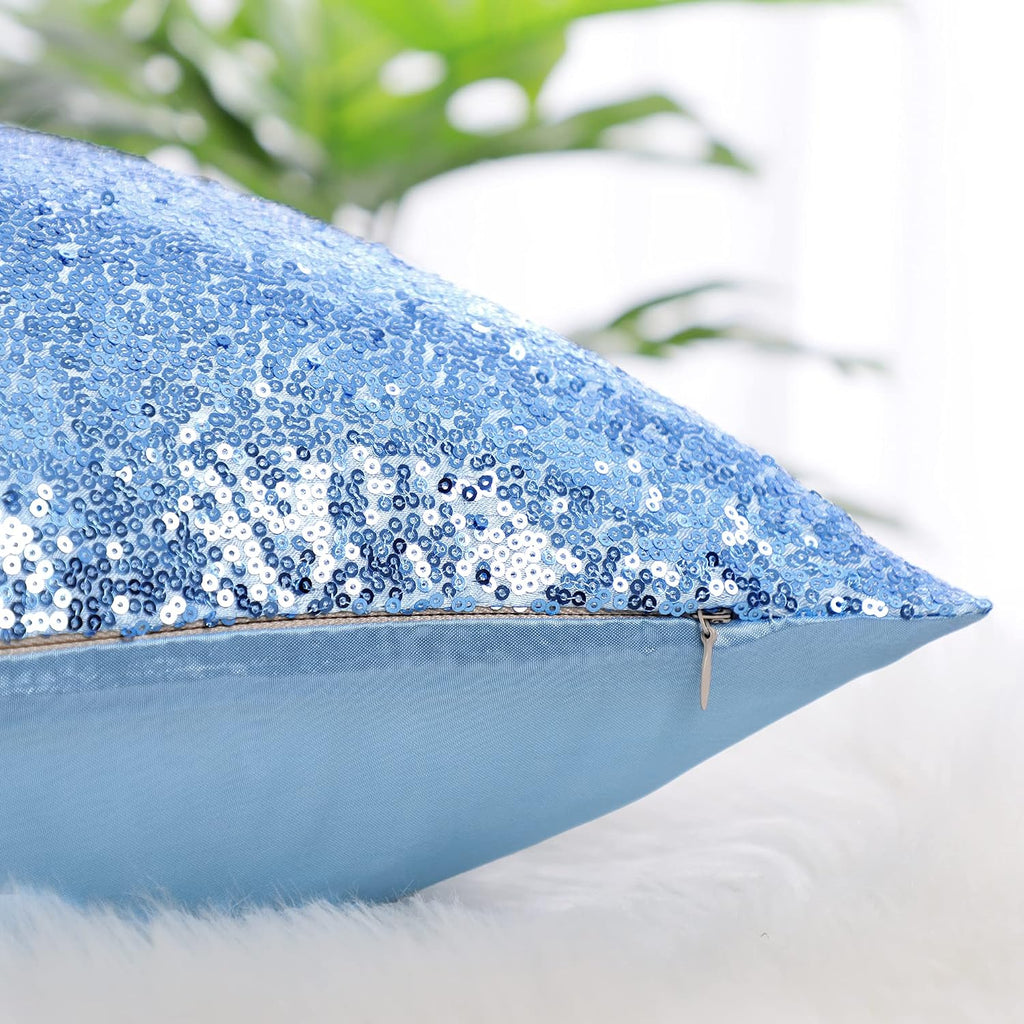 uxcell 2 Pcs Sequin Throw Pillow Covers, Shiny Sparkling Comfy Satin Cushion Covers, Decorative Pillowcases for…