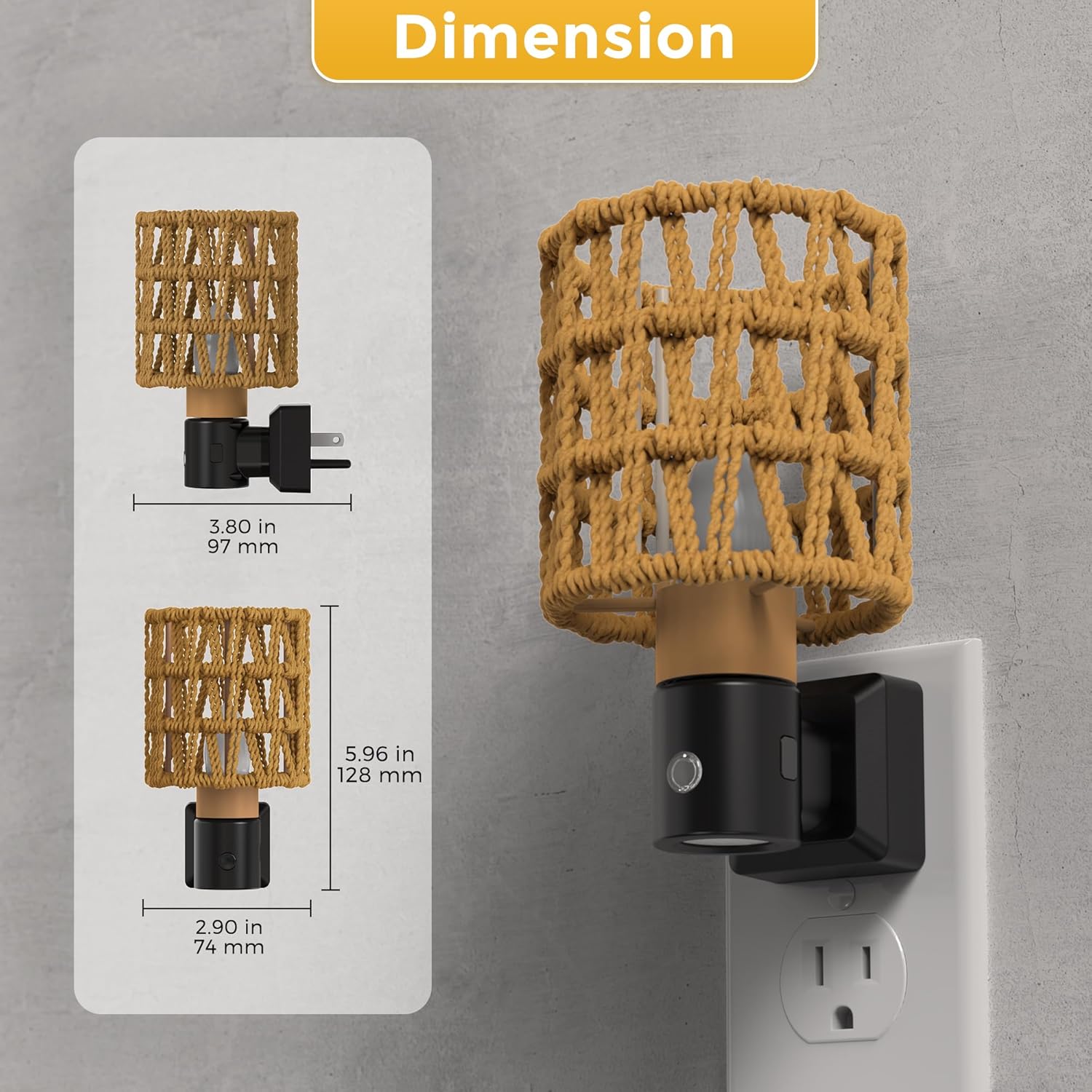 L LOHAS LED Night Lights Plug into Wall, 2 Pack Cylindrical Ironwork Boho Lampshade Decor Night Light, 350° Rotatable Dusk to Dawn Sensor…