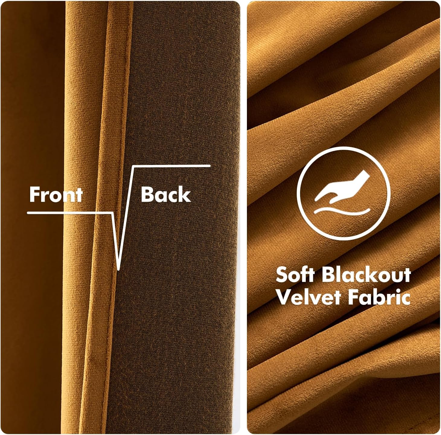 MIULEE Velvet Curtains Golden Brown Elegant Grommet Curtains Thermal Insulated Soundproof Room Darkening Blackout Drapes for Nursery…
