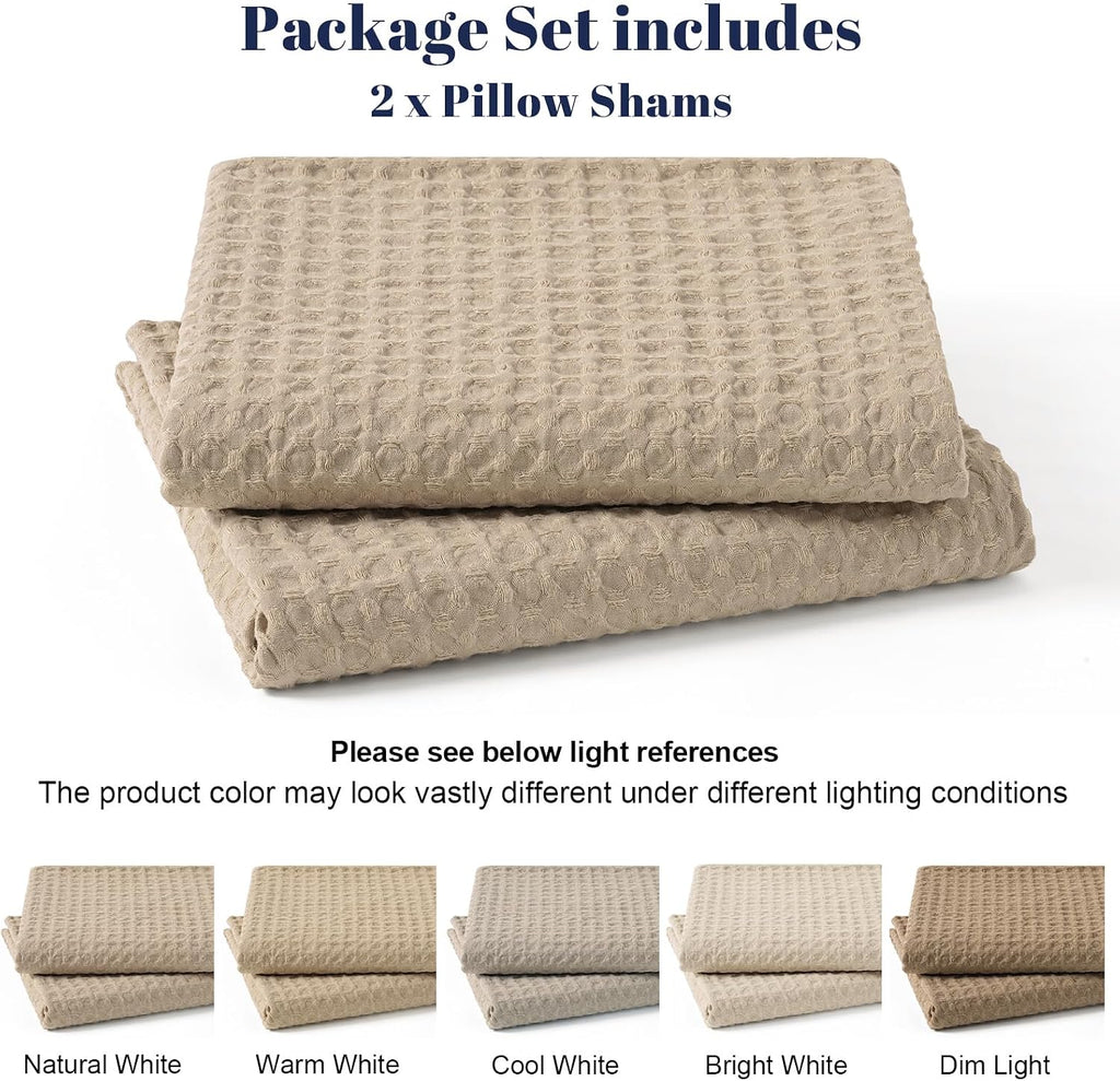 Phf Ultra Soft Waffle Weave Pillow Shams Standard Size, No Insert, 2 Pack 20" x 26" Pillowcases, Breathable & Skin-Friendly Pillow Cases, St…