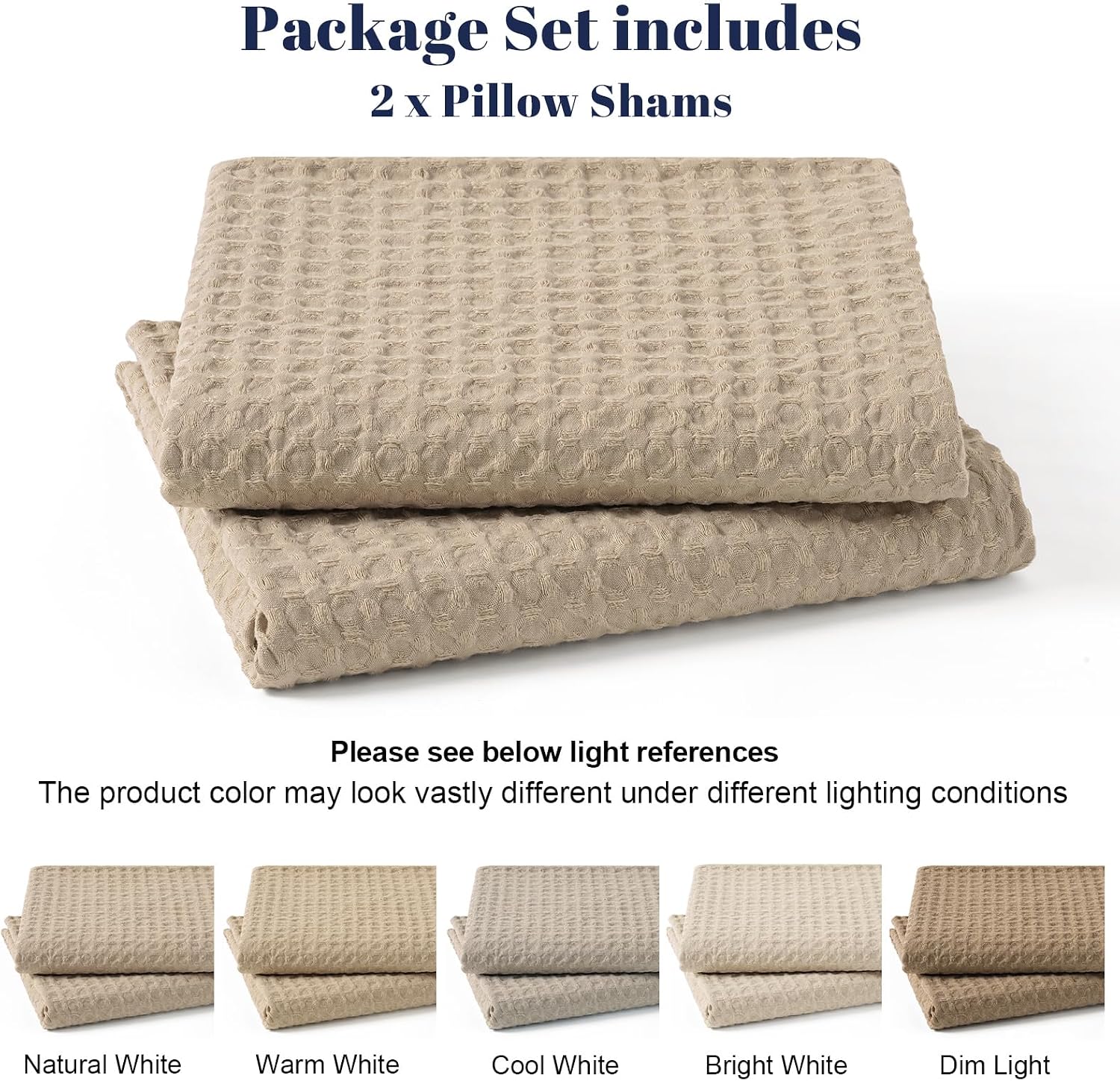Phf Ultra Soft Waffle Weave Pillow Shams Standard Size, No Insert, 2 Pack 20" x 26" Pillowcases, Breathable & Skin-Friendly Pillow Cases, St…