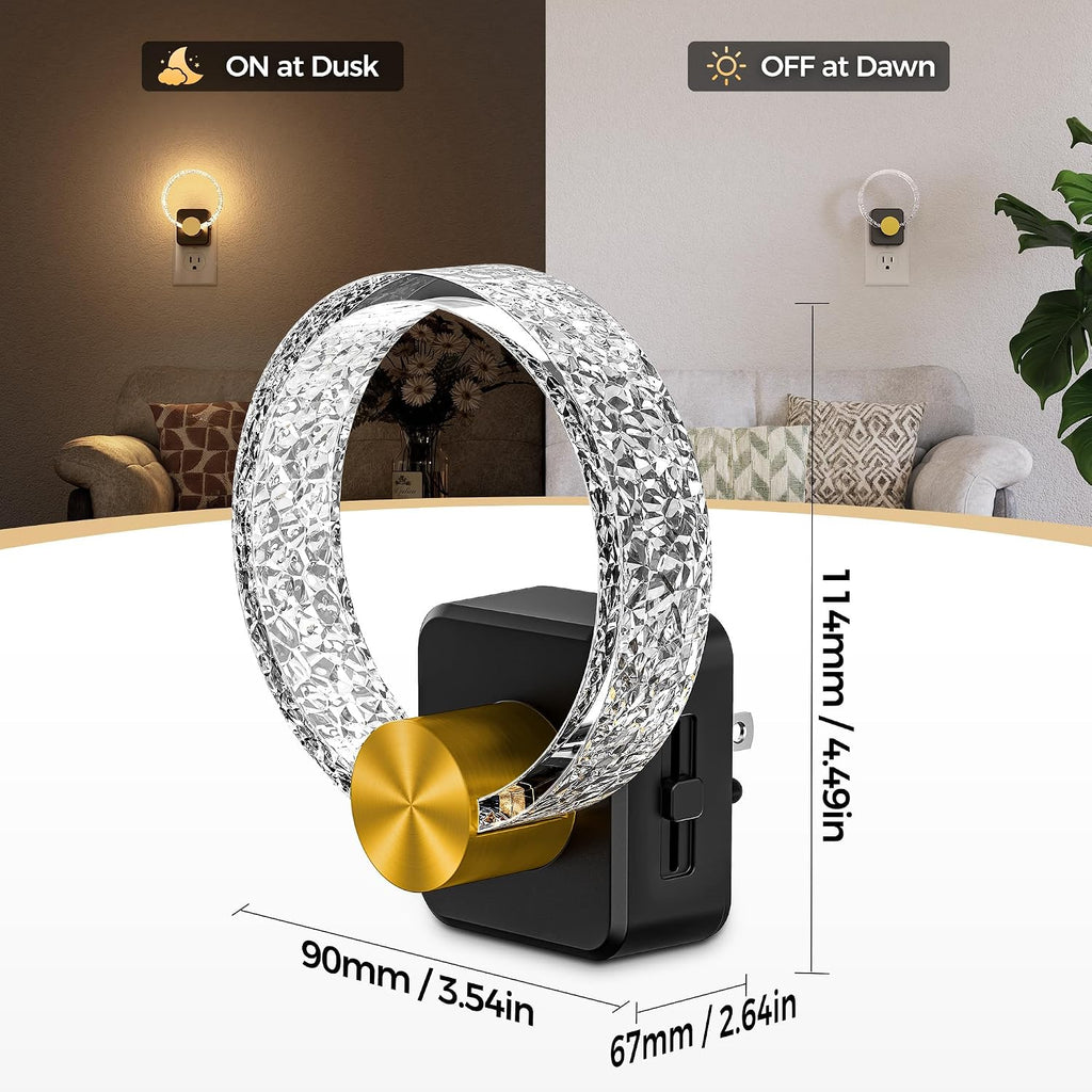 DORESshop LED Night Lights Plug Into Wall,[2 Pack]Acrylic Decorative Night Light with Dusk-to-Dawn Sensor, Dimmable Nightlights…