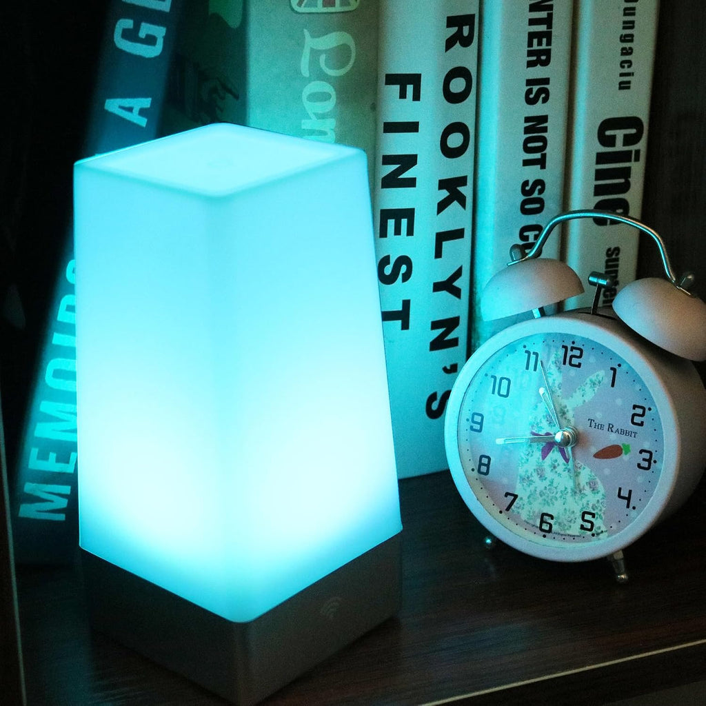 WRalwaysLX LED Square Night Light with Remote Control, Color Changing Table Lamp Battery Operated Lamp for Kids Room, Bedroom, Kitchen USE…