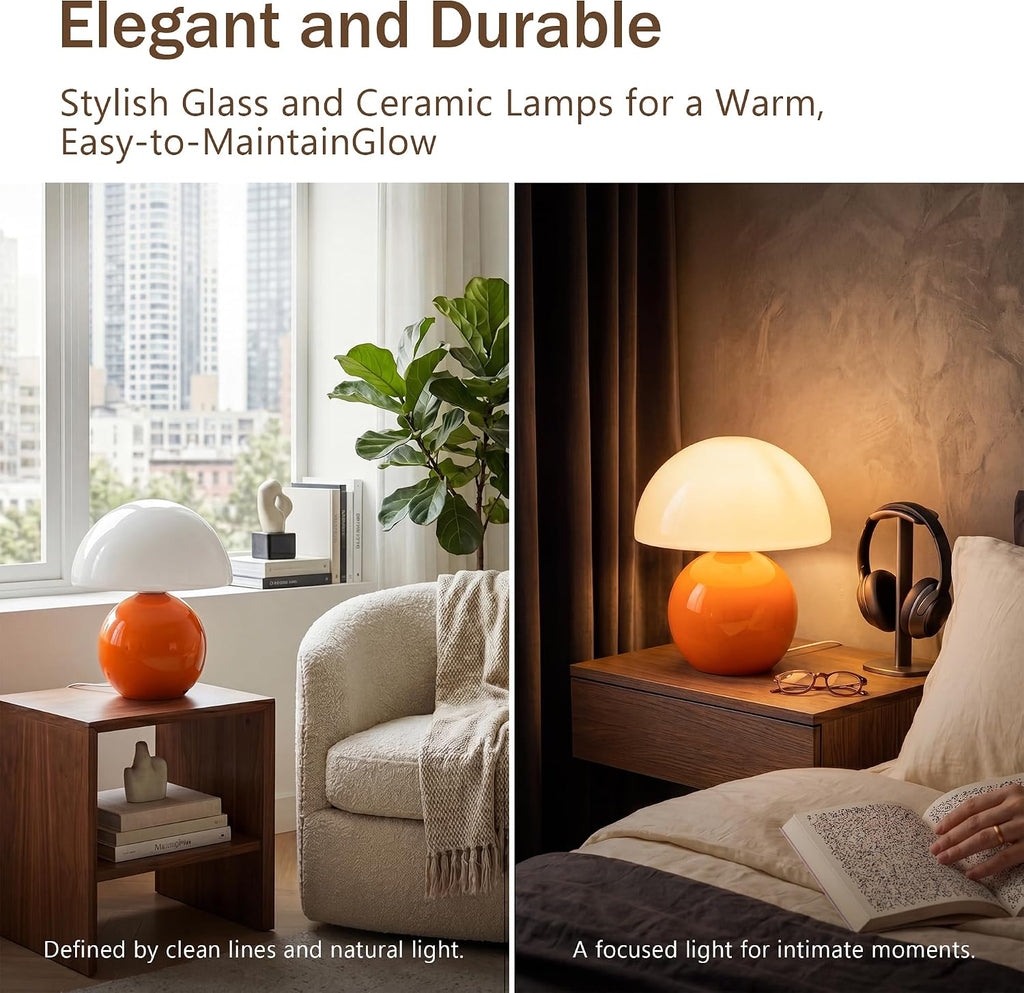 Dawnwake Mushroom Lamp Table Lamp for Bedroom, Desk Bedside Small Lamps for Living Room Night Stands, Mushroom Decor Cute Mini Modern Mid…