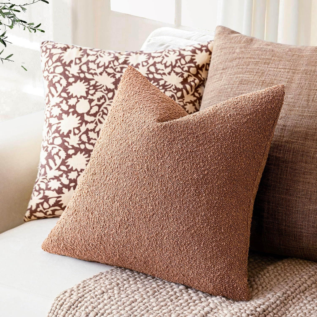 Foindtower Decorative Textured Boucle Throw Pillow Covers Accent Solid Pillow Cases Neutral Soft Cozy Couch Cushion Case for Chair Sofa…