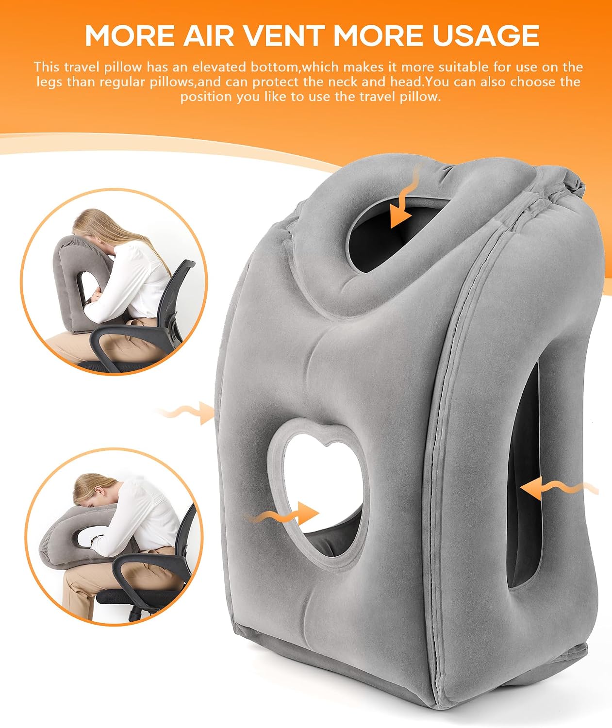 Sunany Travel Pillow, Upgraded Plane Pillow for Long Flights, Inflatable Neck Pillow Used for Airplanes, Cars, Buses, Trains, Office Napping…