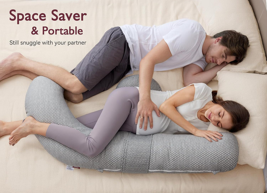 Momcozy Pregnancy Pillow, Original F Shaped Maternity Pillow for Pregnant Women with Adjustable Wedge Pillow, Full Body Support Pregnancy Pi…