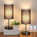 Set of 2 Table Lamps with 2 USB Ports, Bedside Lamps for Bedrooms, Modern Nightstand Lamps with Pull Chain, Minimalist Desk Lamps with…