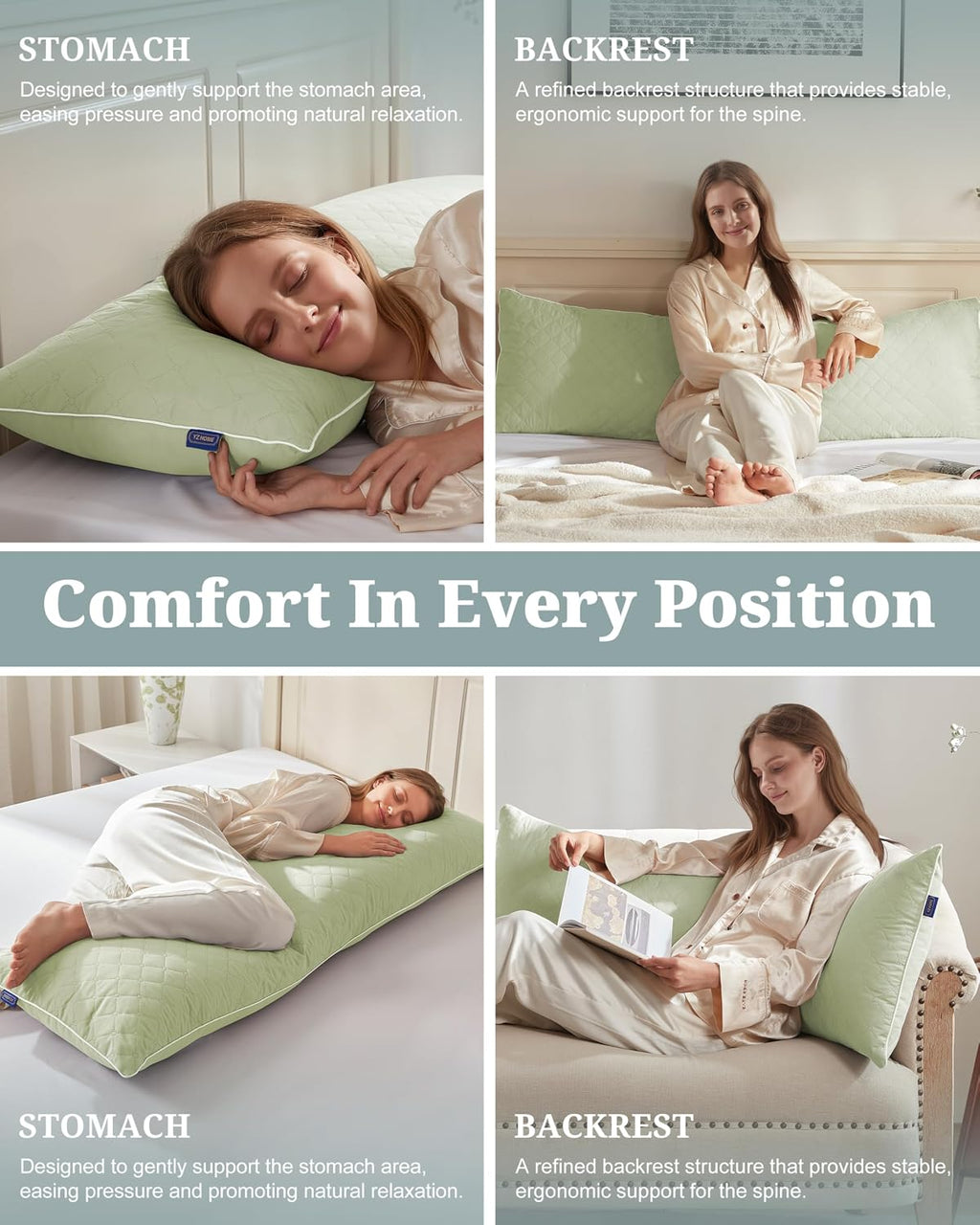 YZ HOME Long Body Pillow for Adults, Firm Body Pillow Shredded Memory Foam, Adjustable Height, Support for Side Sleeping & Pregnant…