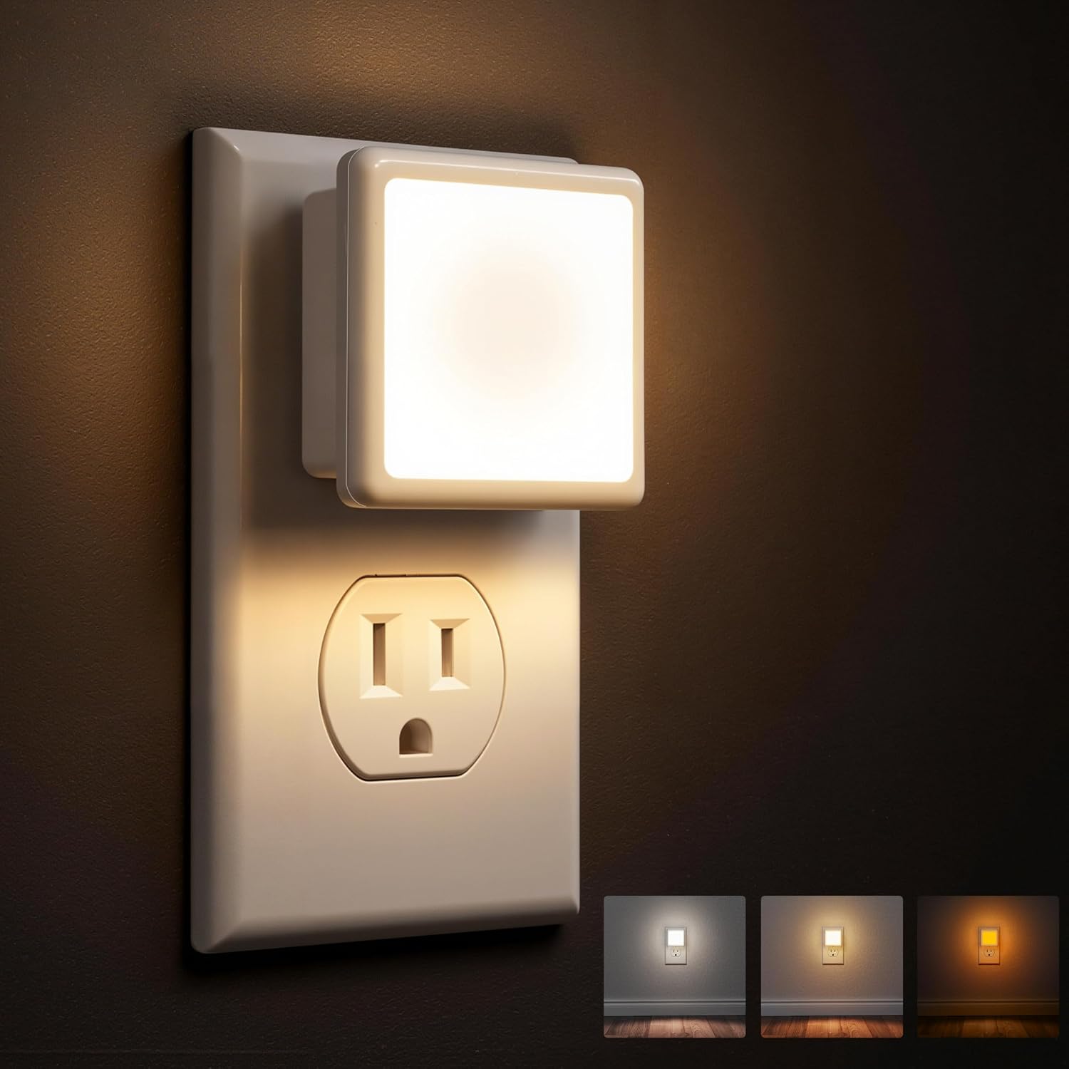 L LOHAS LED 3CCT Night Lights Plug into Wall 2-Pack, 0.3W Plug in Night Light, Dusk to Dawn, Bright Nightlight Auto-On/Off, for Adults…