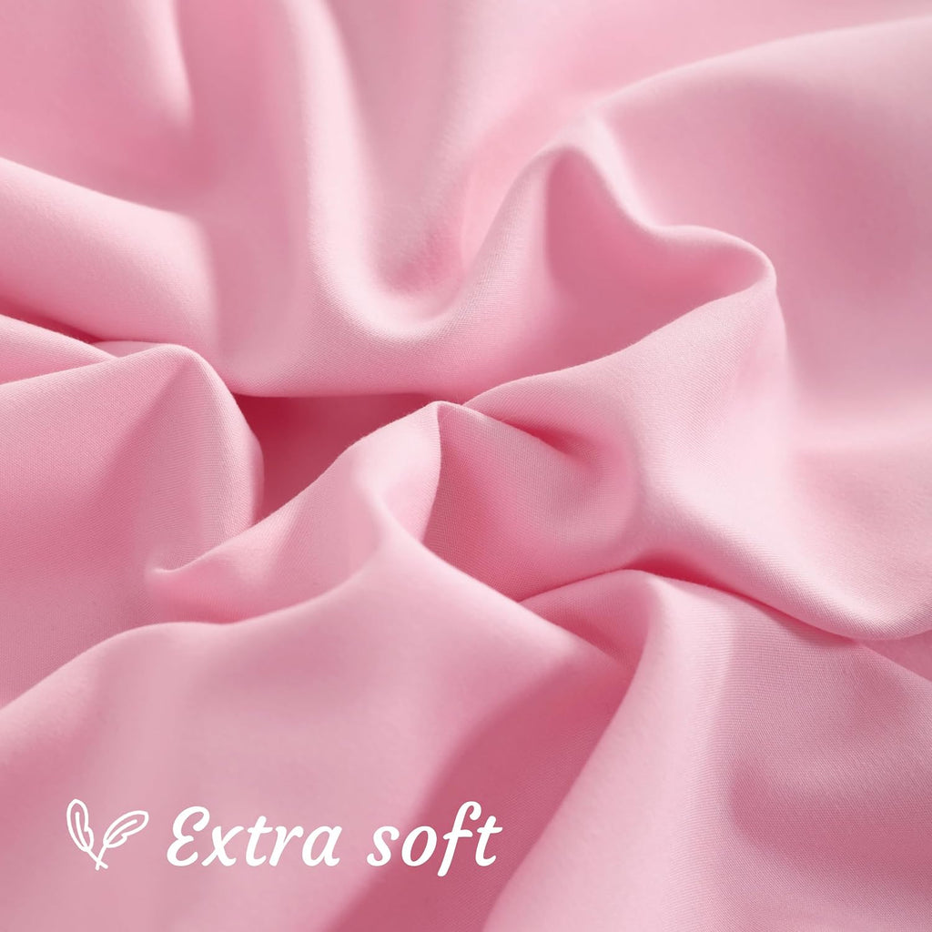 Ntbay Queen Pillow Cases Set of 2, 2 Pack Brushed Microfiber 20x30 Pillow Cases, Soft, Wrinkle, Fade, Stain Resistant Pink Pillow Cases wit…