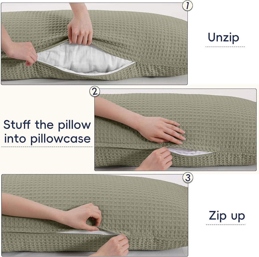 Phf Ultra Soft Waffle Weave Body Pillowcase with Zipper, No Insert, 1Pack 20" x 54" Pillow Sham, Breathable & Skin-Friendly Body Pillow cas…