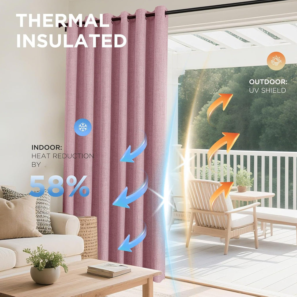 Joydeco Light Pink Blackout Curtains 108 Inches Long, Extra Long Curtains 108 Inch Length 1 Panel for Bedroom, Thermal Insulated Linen…