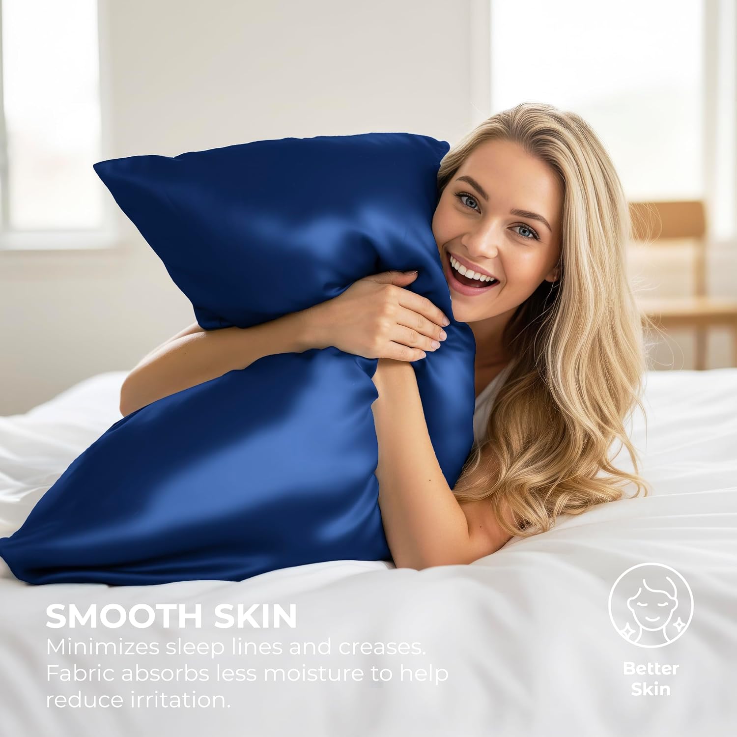 PureBedding Pure Bedding Satin Pillowcase 2 Pack - King Size (20"x40", Navy) - Silky Pillow Cases for Hair and Skin - Satin Pillow Covers w…