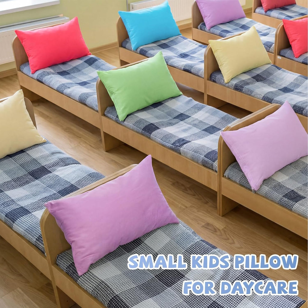 Kigley 12 Pack Mini Pillows for Daycare 9.1 x 13.8'' Small Travel Pillow Bulk Soft Breathable Cotton Pillow for Nap Travel Pet Neck…