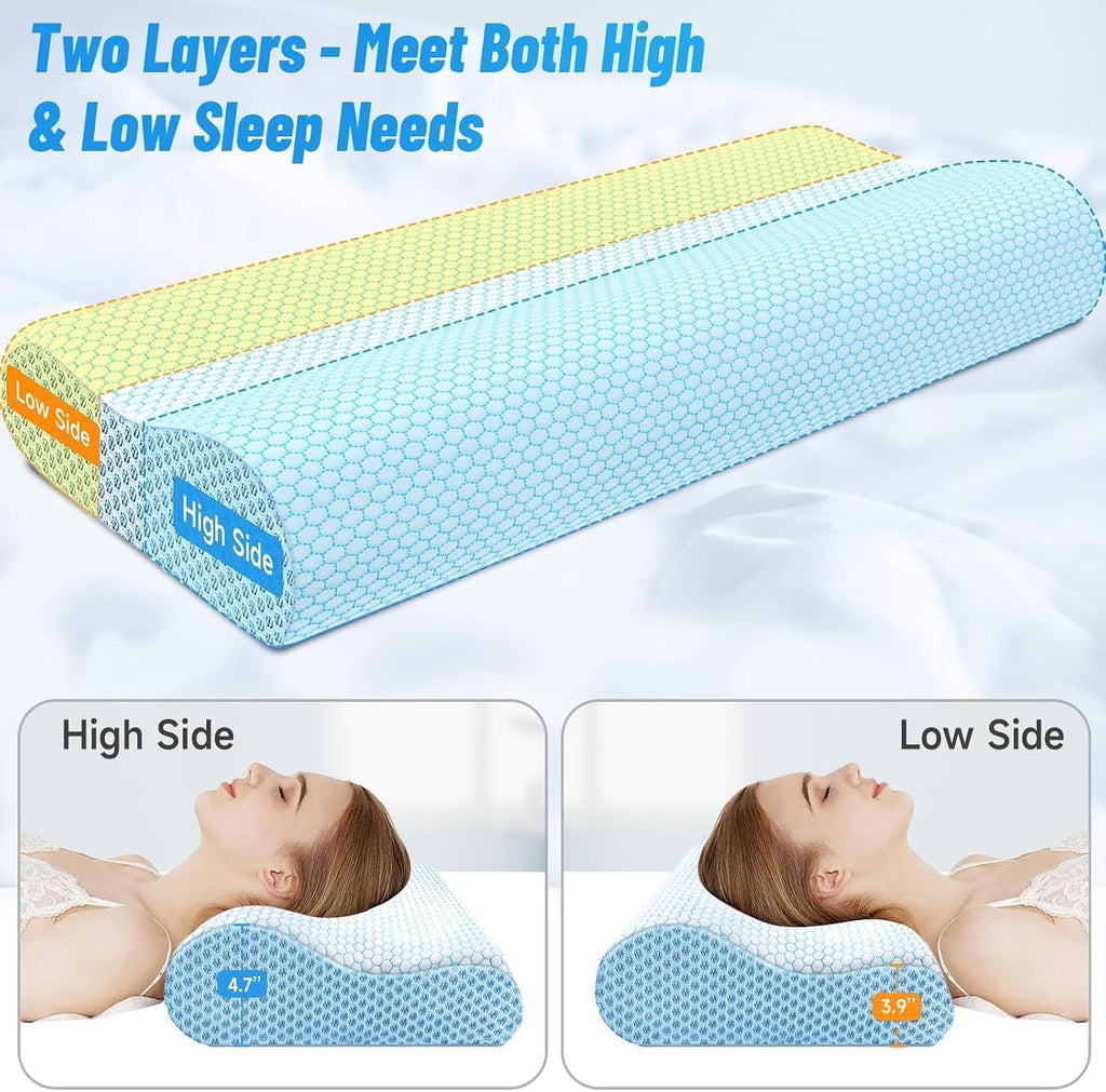 CloudBliss Memory Foam Pillow, Ergonomic Neck Contour Cervical Pillow for Back and Shoulder Pain, Orthopedic Pillow for Neck, for Sleeping…
