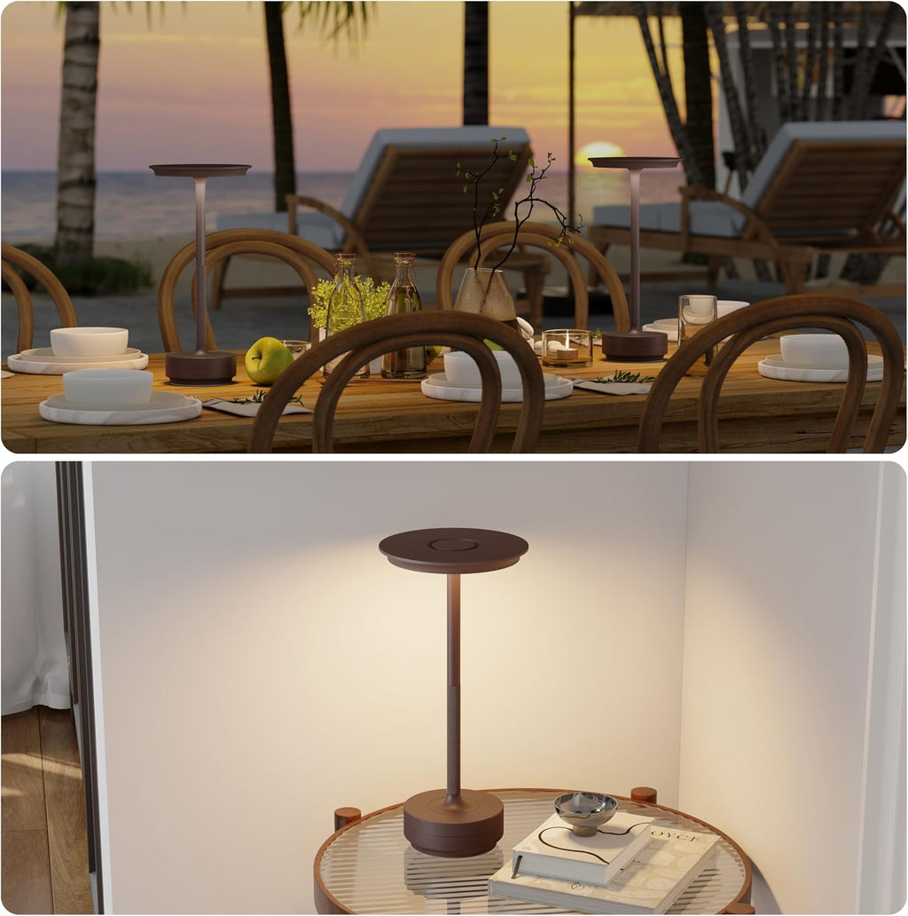 TBBGA 1 Pack Rechargeable Table Lamps Cordless, Portable 5000mAh Outdoor Table Light, 3 Color Stepless Dimming LED Table Lamp with Memory…