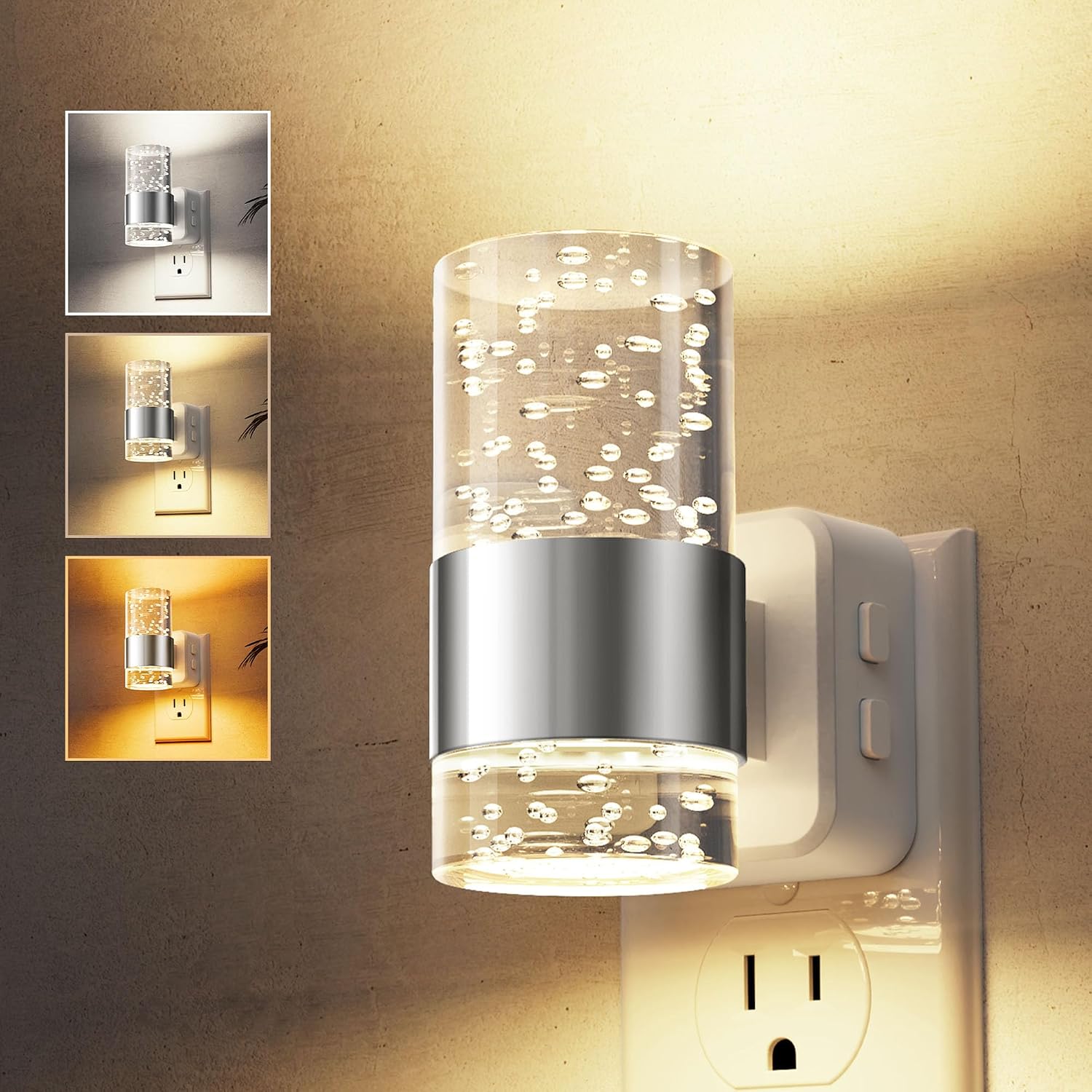 L LOHAS LED Night Lights Plug into Wall, Dimmable Night Light with Dusk-to-Dawn Sensor, Soft White/Cool White/Amber 3 Color Light…