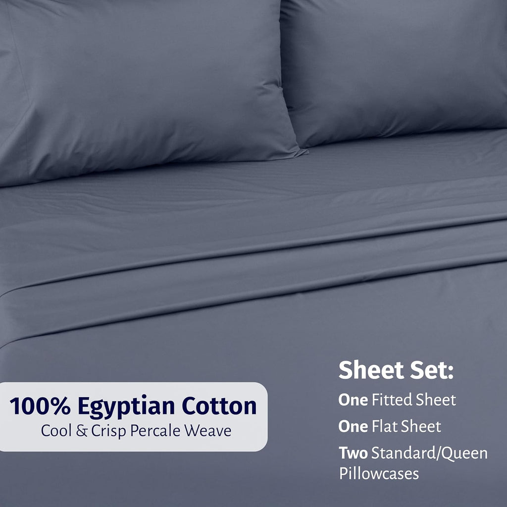 CaliforniaDesignDen California Design Den Bed Sheets Full Size Set - Certified 100% Egyptian Cotton Percale Sheets Full Size with Deep Pock…