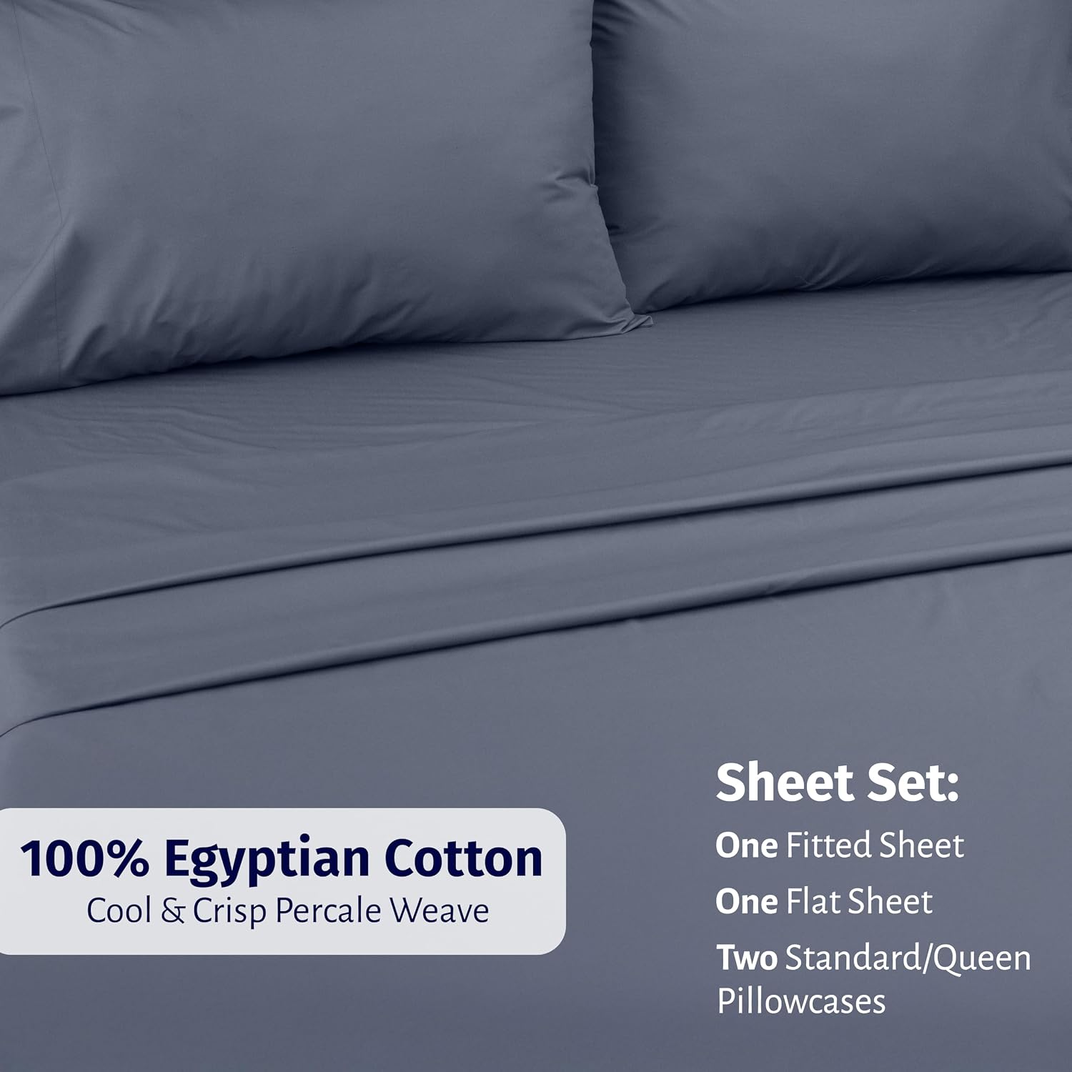 CaliforniaDesignDen California Design Den Queen Deep Pocket Sheet Set - Certified 100% Egyptian Cotton Sheets, Lightweight & Crisp Percale,…