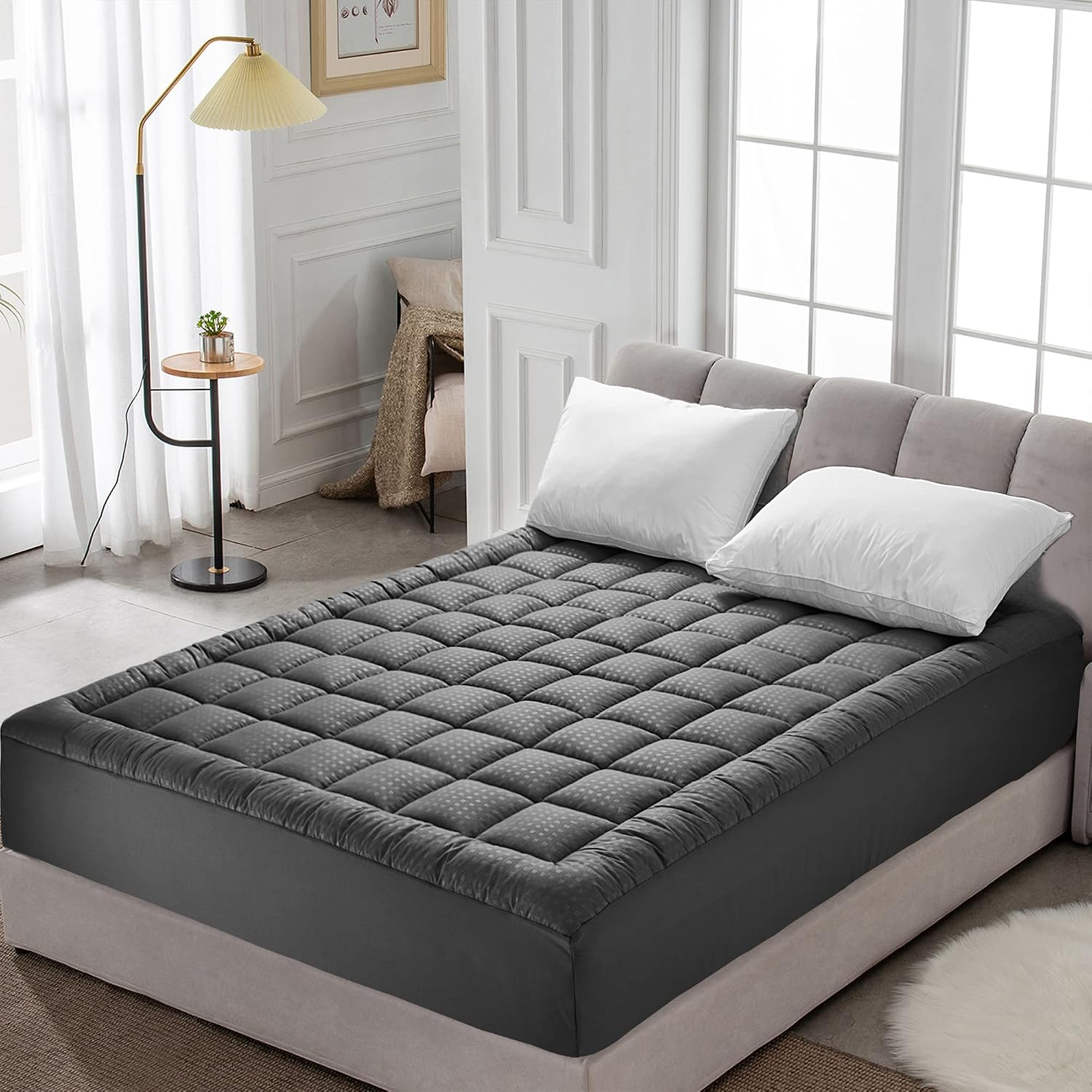 HYLEORY Twin Mattress Pad Quilted Fitted Mattress Protector Cooling Pillow Top Mattress Cover Breathable Fluffy Soft Mattress Topper with…