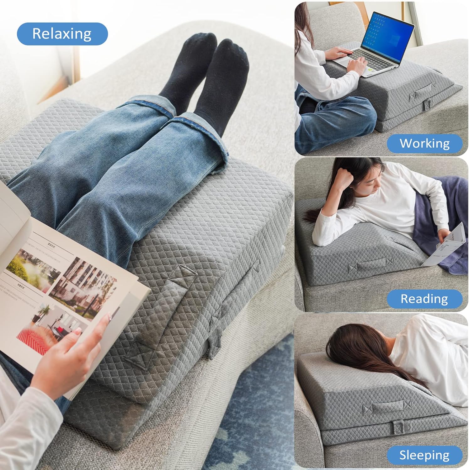 KingPavonini Adjustable Leg Elevation Pillows for Swelling, Cooling Gel Memory Foam Wedge Pillows for After Surgery, Sciatica Back Knee Hip…