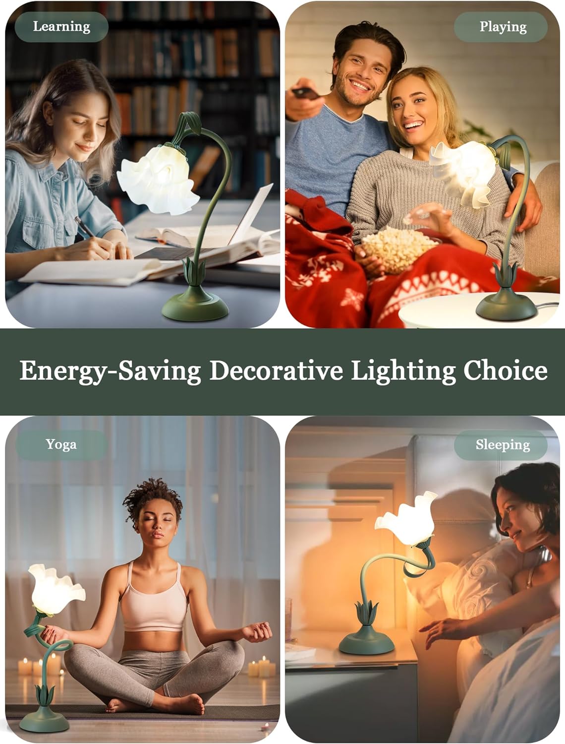 AQDZCNF Flower Table Lamp, LED Reading Light Bedside Vintage Flower Night Light,3 Colors Modes Kawaii Bedside Lamps Decor, Living Room…