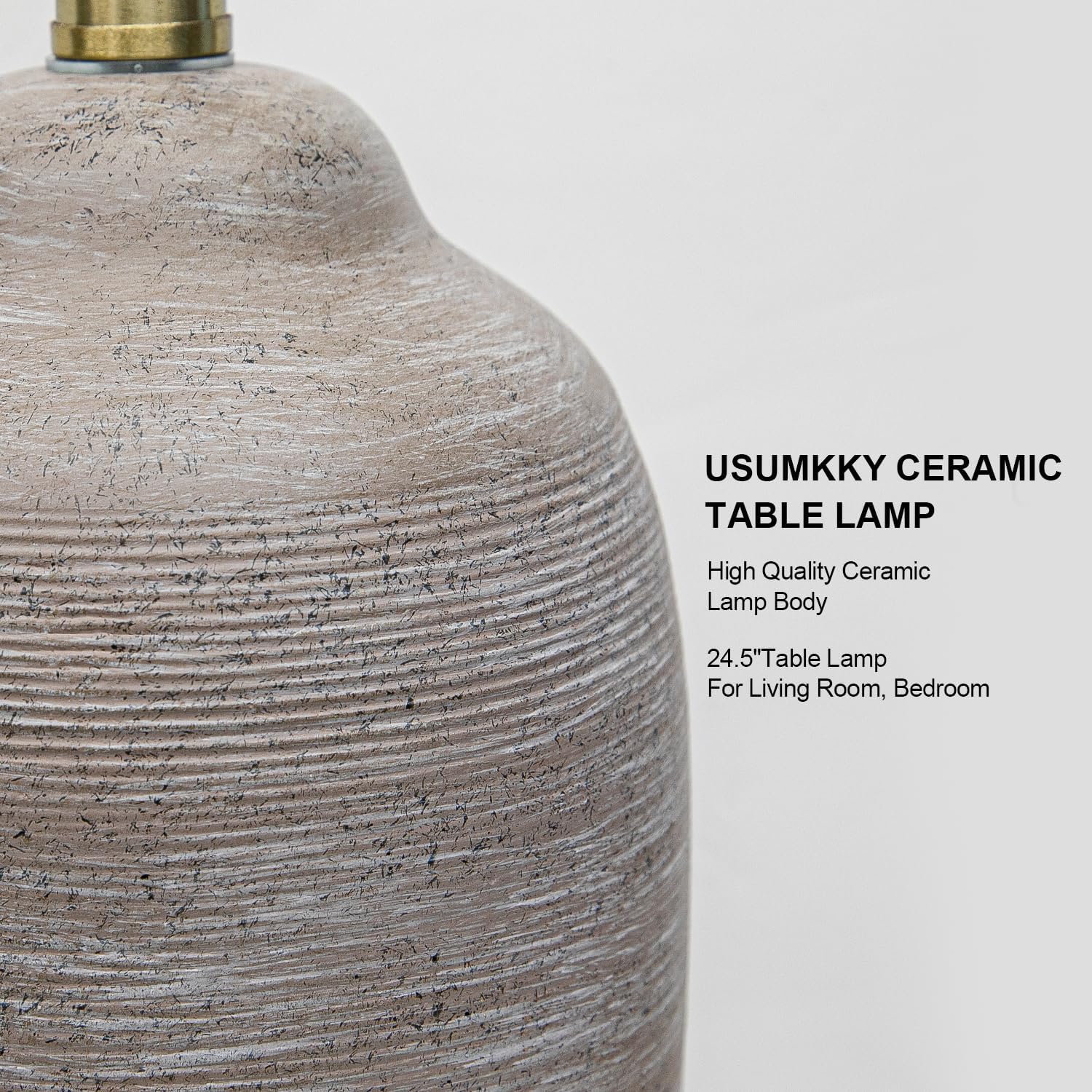 USumkky 24.5" Handcrafted Ceramic Table Lamp with 5FT Cord, Single Farmhouse Vintage Rustic Bedside Lighting for Living Room Bedroom…