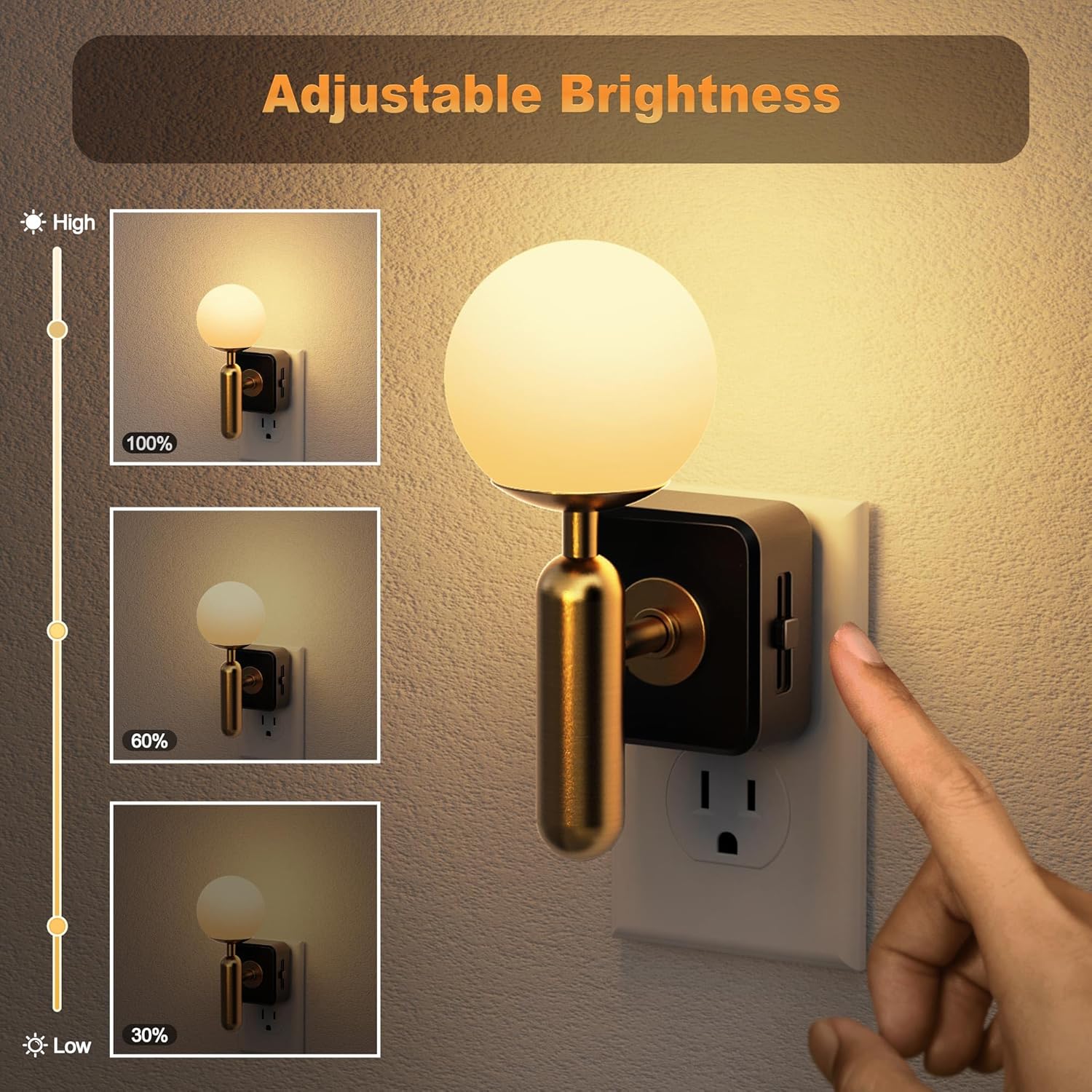 JandCase Night Light Plug in, Night Lights Plug into Wall, 3000K Soft Light LED NightLights, 0-100LM Dimmable Night Light, Built in Dusk…