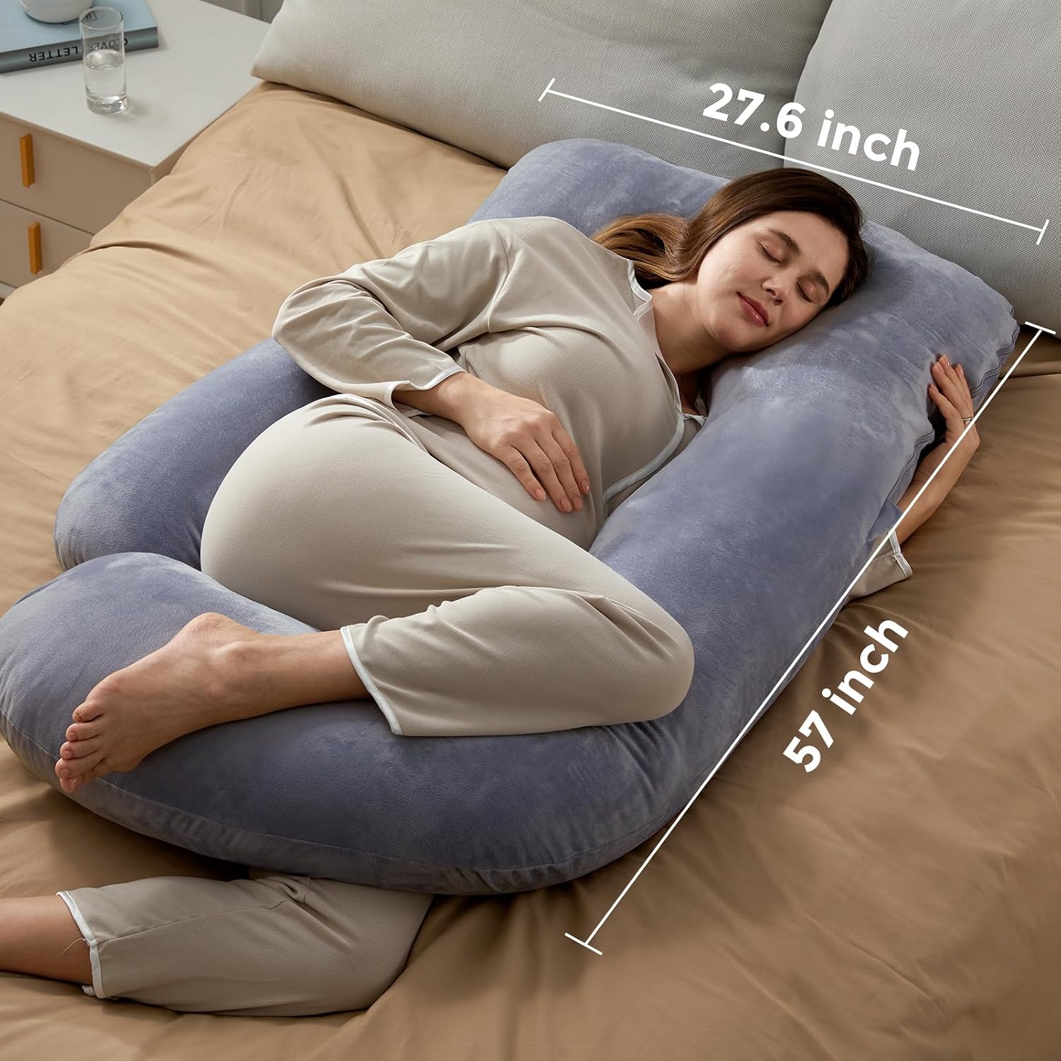 Momcozy Pregnancy Pillows for Sleeping, U Shaped Full Body Maternity Pillow with Removable Cover - Support for Back, Legs, Belly, HIPS…