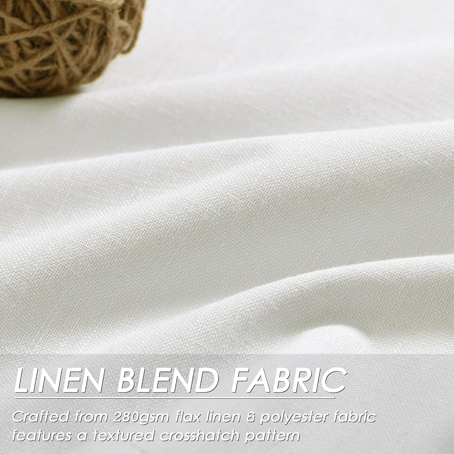 Nanspring Ivory Blackout Curtains 96 Inches Long for Bedroom Linen Blend Back Tab Darkening Drapes for Living Room Elegant Modern Style Bla…