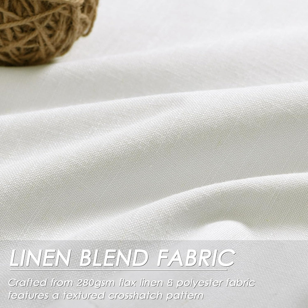 Nanspring Ivory 100% Blackout Linen Curtains for Bedroom 92 Inches Long Back Tab Thermal Insulated Rustic Modern Farmhouse Decor Black Out…