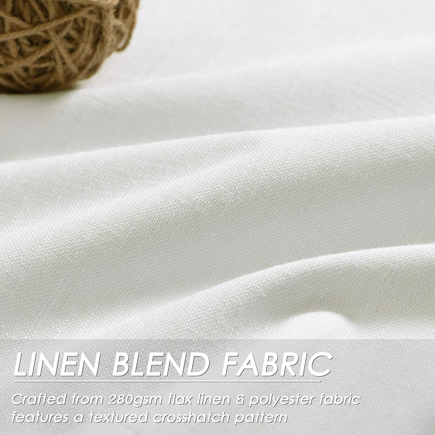 Nanspring Ivory 100% Blackout Linen Curtains for Bedroom 92 Inches Long Back Tab Thermal Insulated Rustic Modern Farmhouse Decor Black Out…