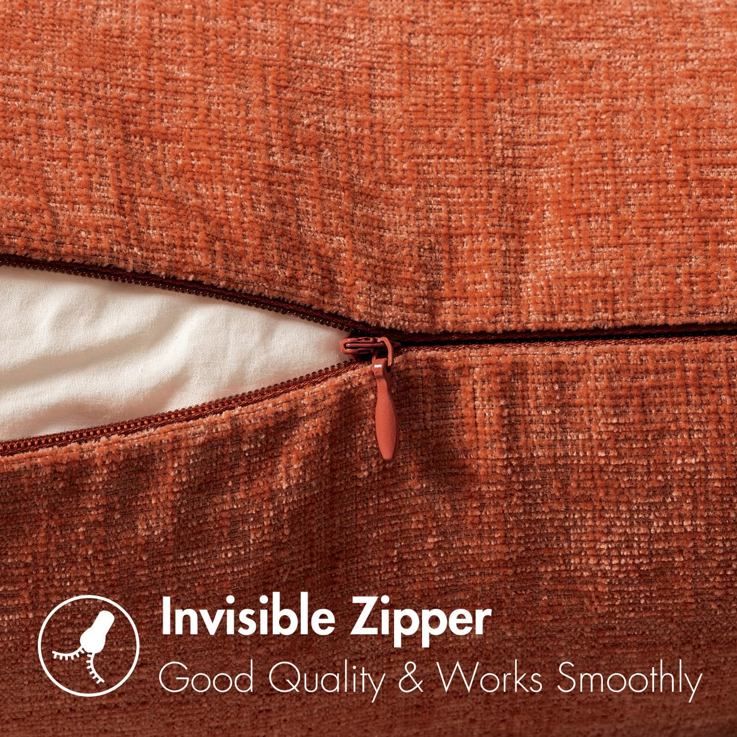 Miulee Pack of 2 Rust Throw Pillow Covers 20x20 Inch Soft Chenille Pillow Covers for Sofa Living Room Couch Solid Dyed Cases