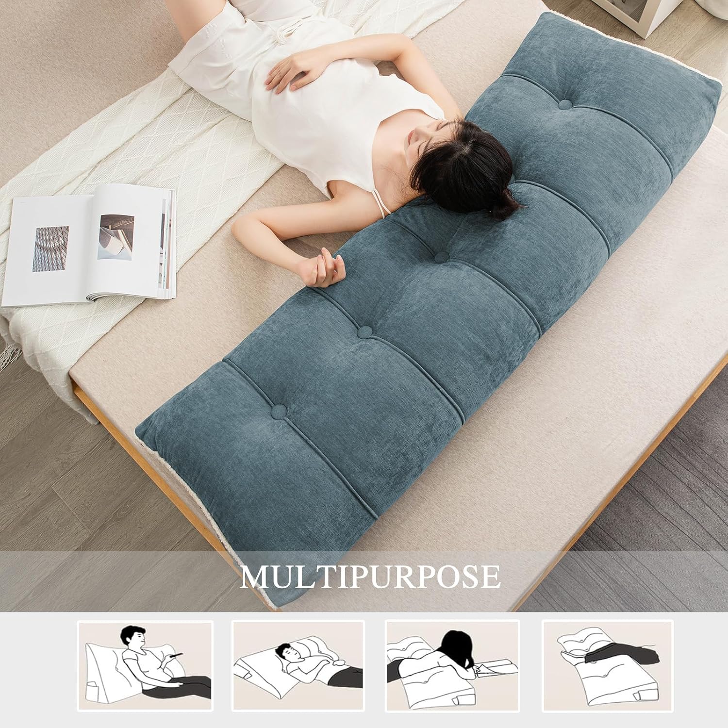 Foreate Headboard Pillow King, Chenille Triangular Wedge Pillow Headboard King Size, Reading Setting Backrest Daybed Pillows for Bed Sofa…